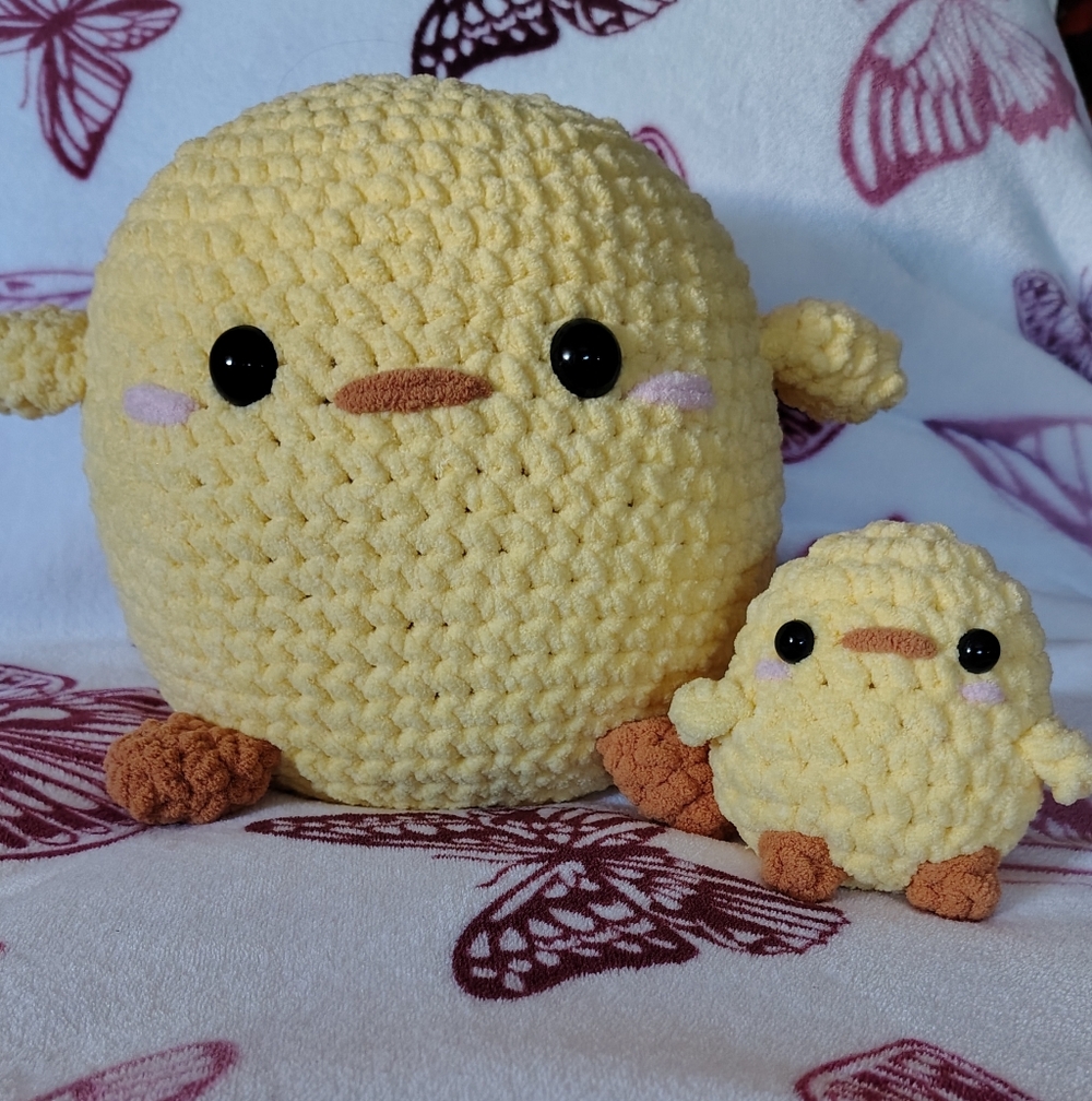 2 Yellow Plush Chick Handmade